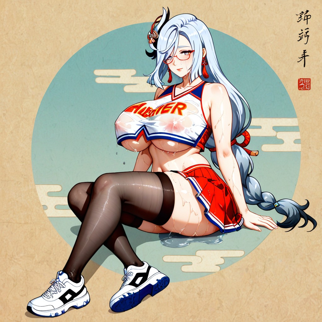 Cheerleader, Crop Top, Long Hair Hentai AI Porn