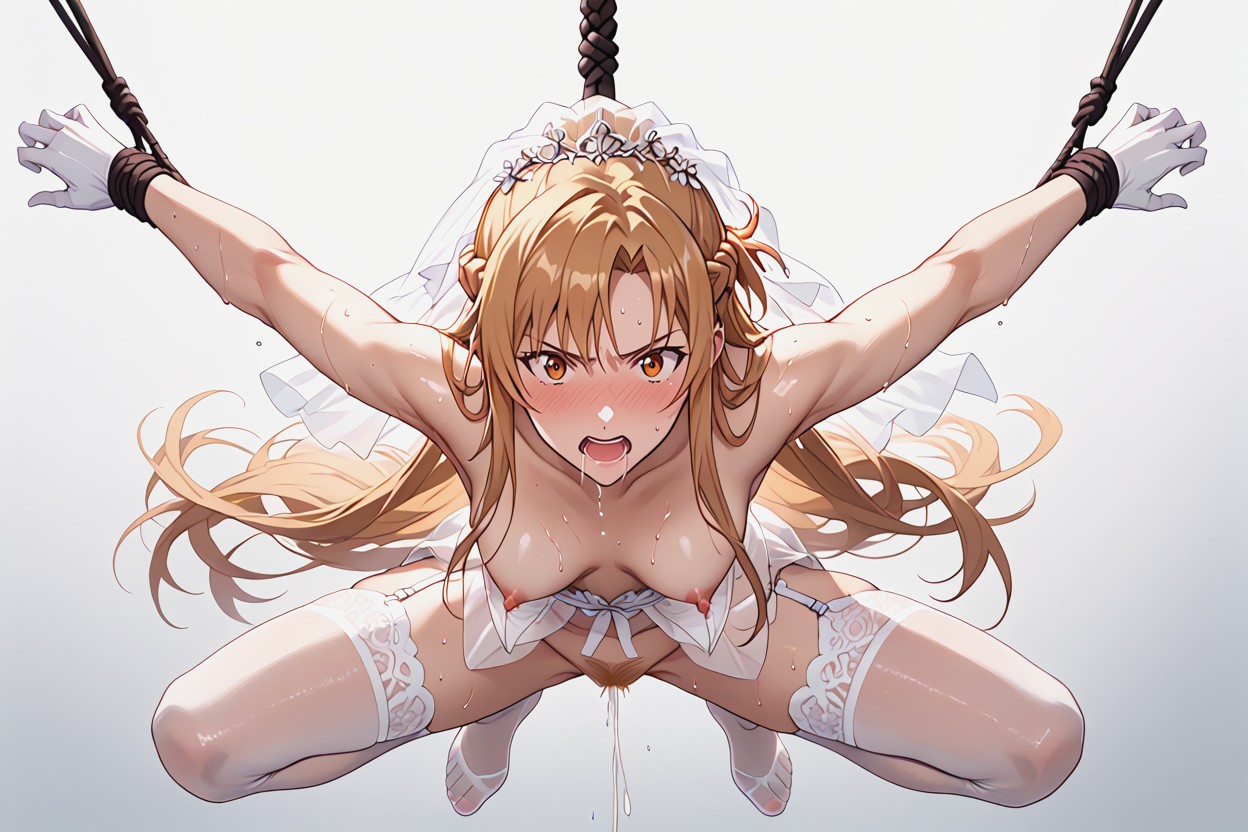 Long Wedding Gloves, Crossing Both Wrists Over Head, Breasts Bouncing Hentai AI Porn
