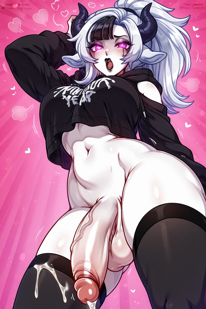 Gothic Makeup, 25+, One Hand Holding Cock Hentai AI Porn
