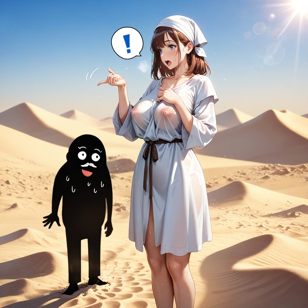 Medium Breast, In Sand Desert, Daytime Hentai AI Porn