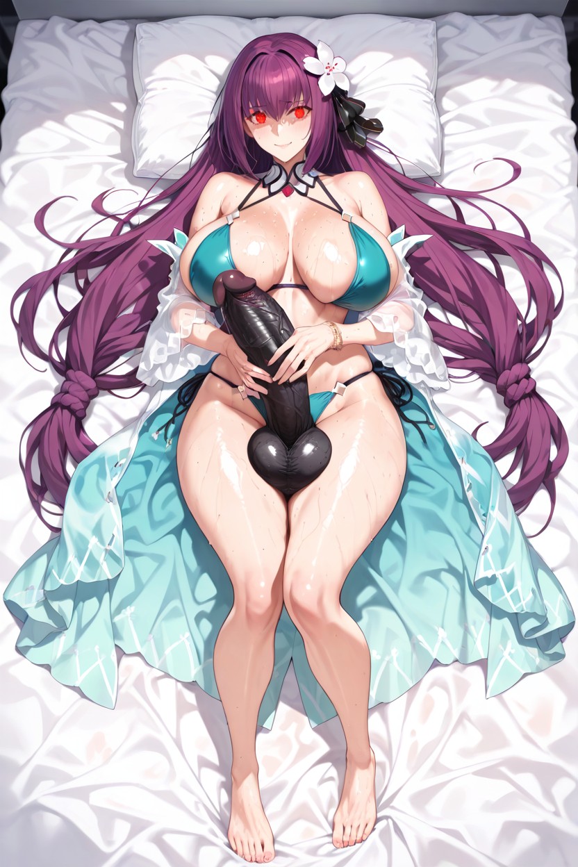 Pussy Visible, Red Eyes, One Breast Exposed Hentai AI Porn