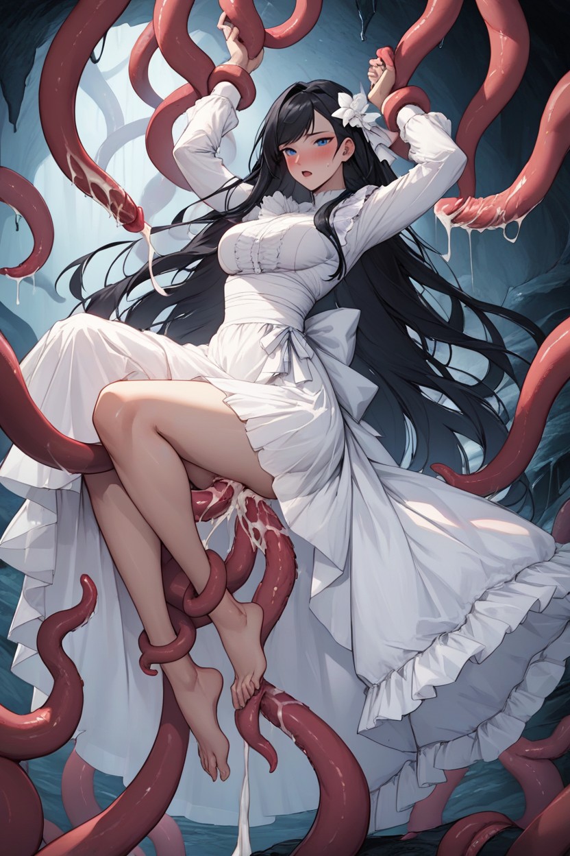 Tentacle Nest, Suspended, Long Hair Hentai AI Porn
