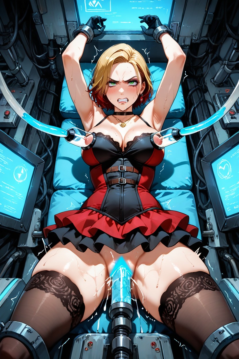 Stationary Restrained, Arms And Legs In Machine, Very Extremely Worried Look Hentai AI Porn
