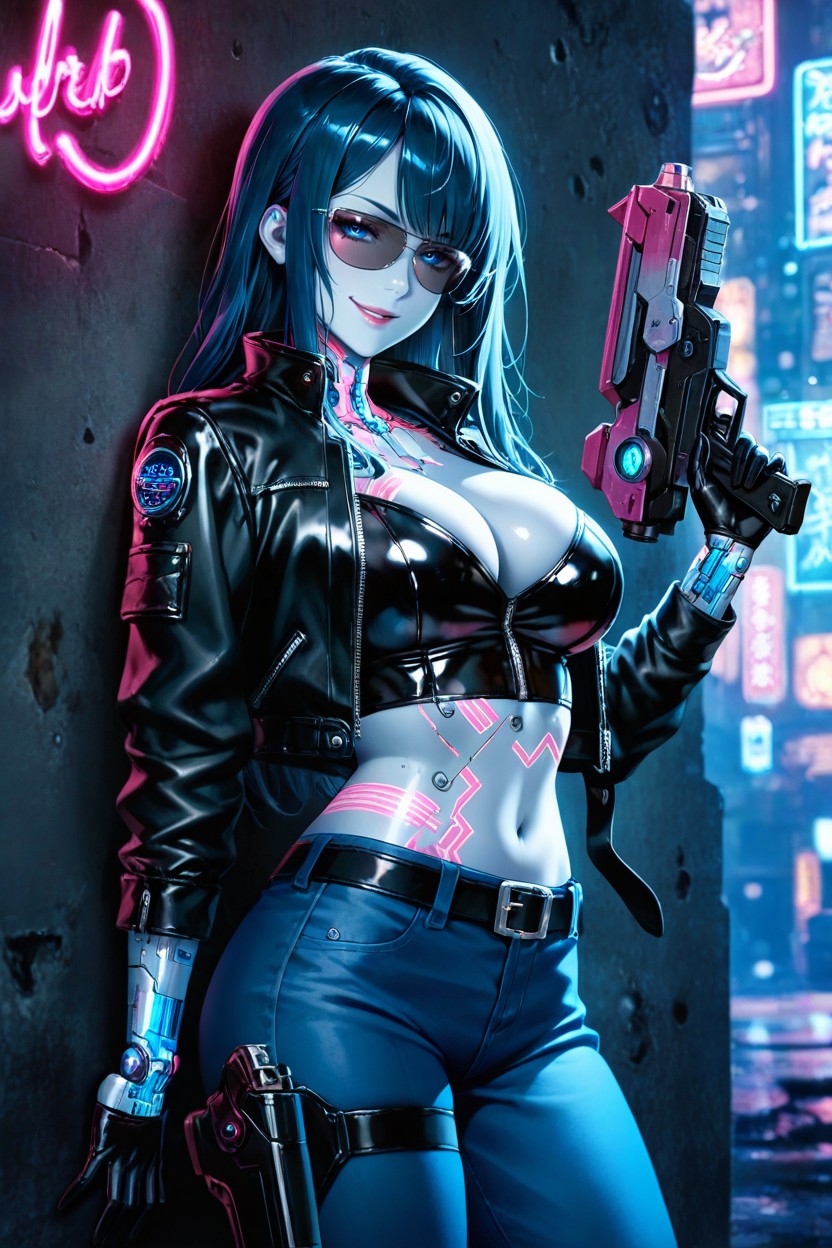 Sexy Smile, Beautiful Face, Circuitry Tattoos Hentai AI Porn