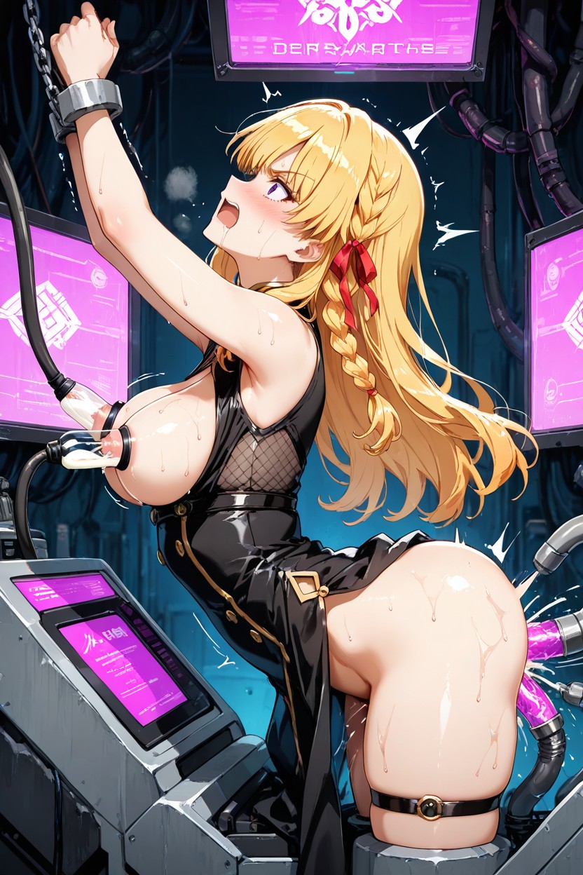 Tentacle Milking Breast, Metal Cuffs, Angry Hentai AI Porn