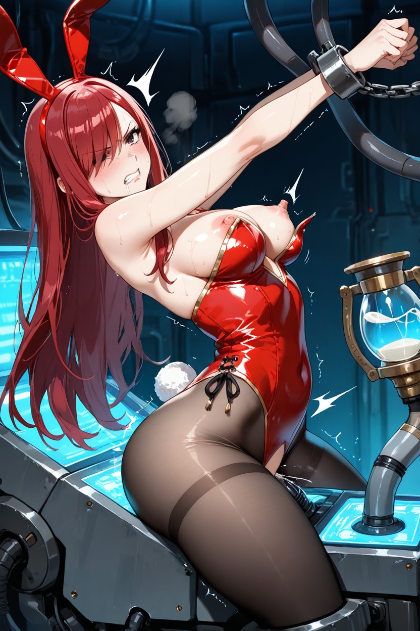 Outstretched Arms, Shackles, Tentacle Milking Breast Hentai AI Porn