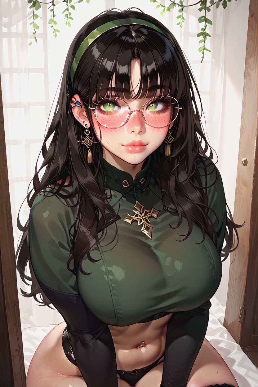 Stunning Beauty, Green Eyes, Blushing Hentai AI Porn