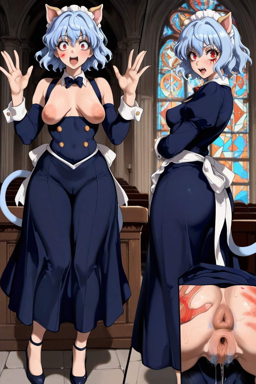 Extremely Embarrassed Face, Small Breasts, Full Body Hentai AI Porn