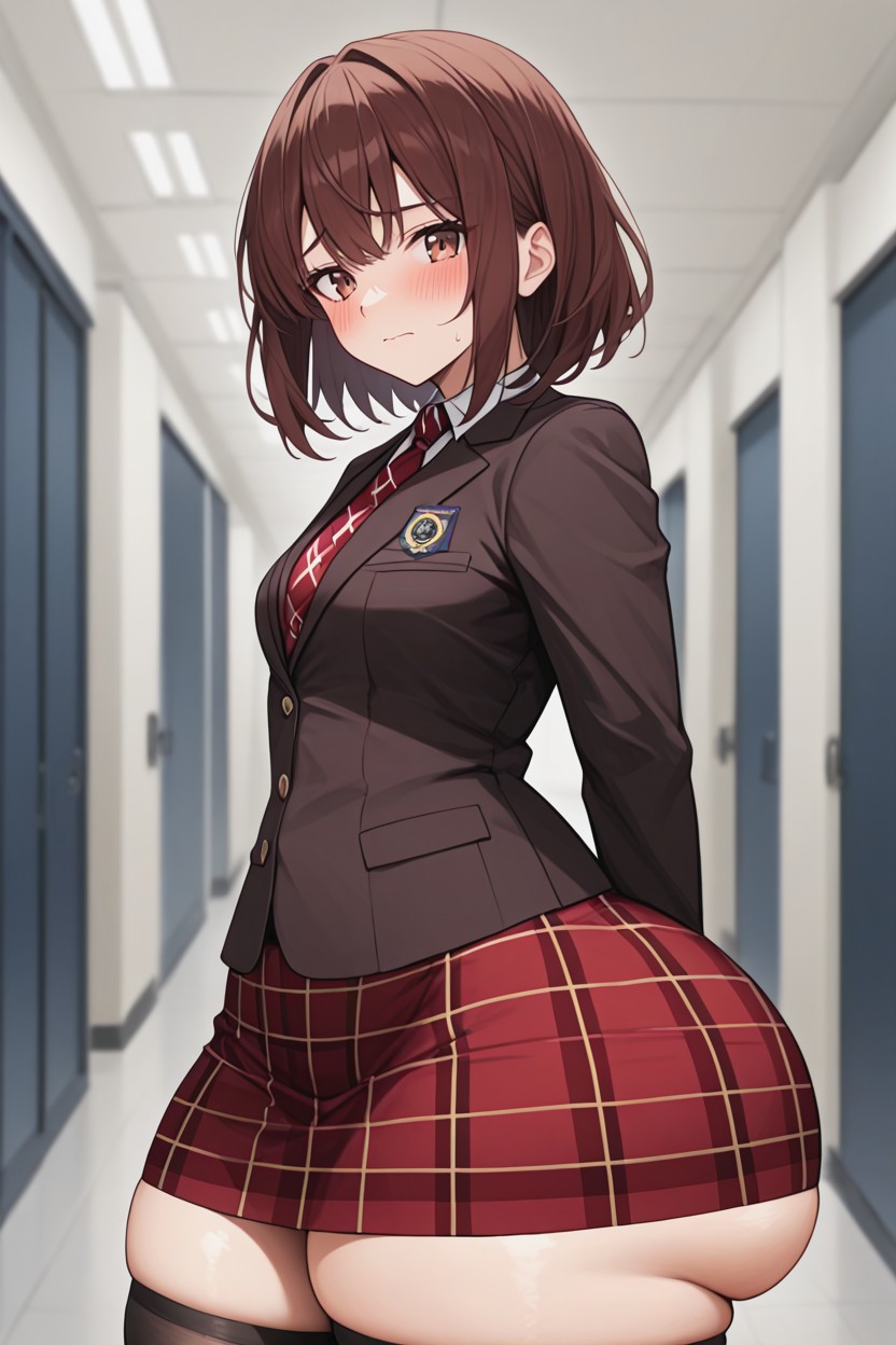 Front View, Embarrassed , Small Breasts Hentai AI Porn
