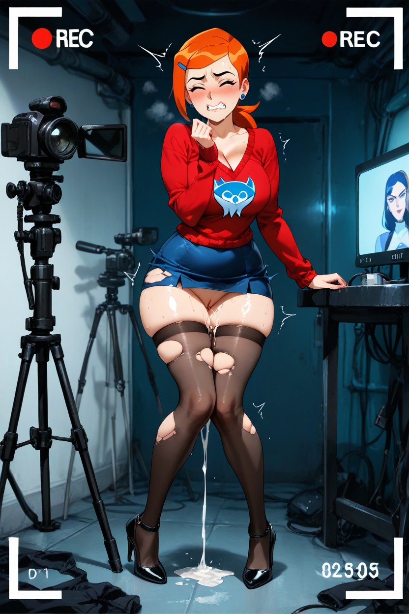 25+, Excited Face, Tripod With Camera Recording Alien Presses A Button Hentai AI Porn