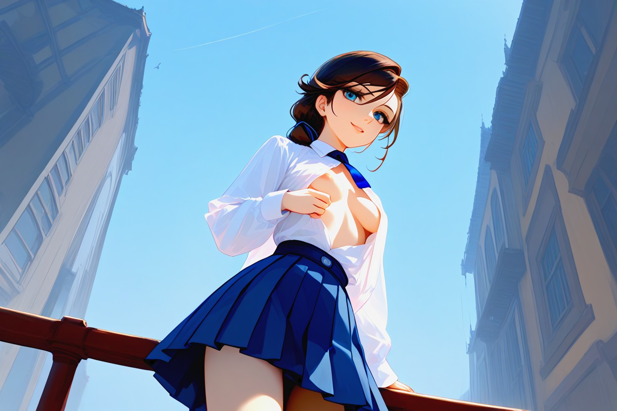Squeezing Breasts, Happy, Side View Hentai AI Porn