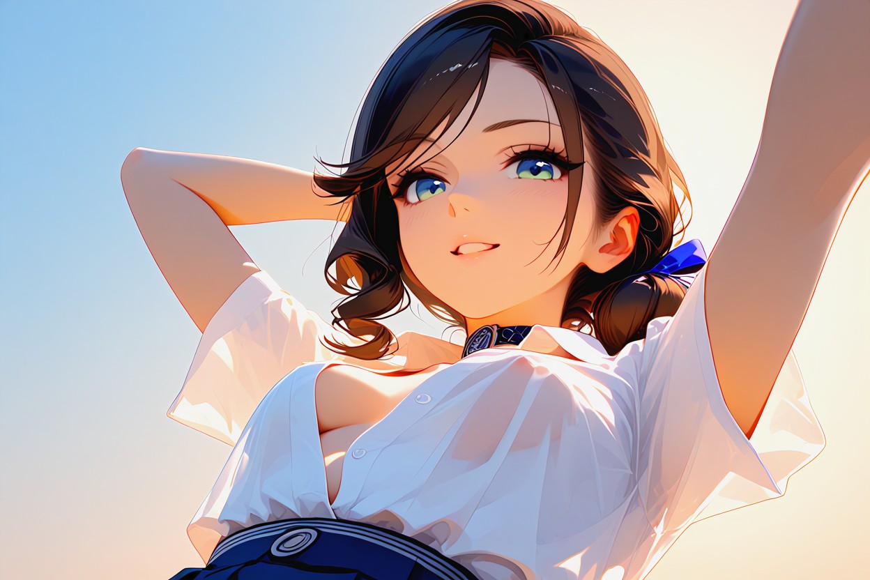 Loose Top, Arms Up, 25+ Hentai AI Porn
