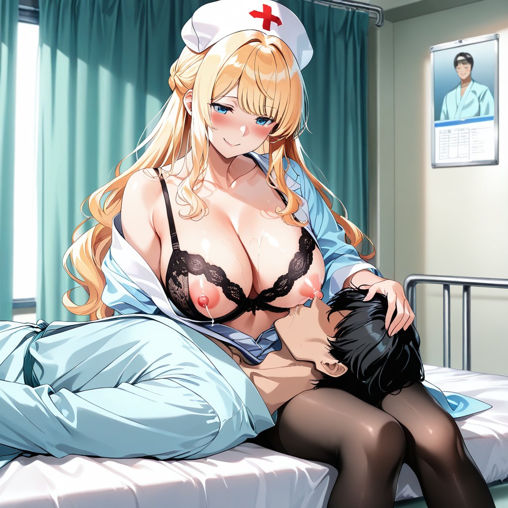 Man Sucking On Her Breast, Blushed Face, 18+ Hentai AI Porn