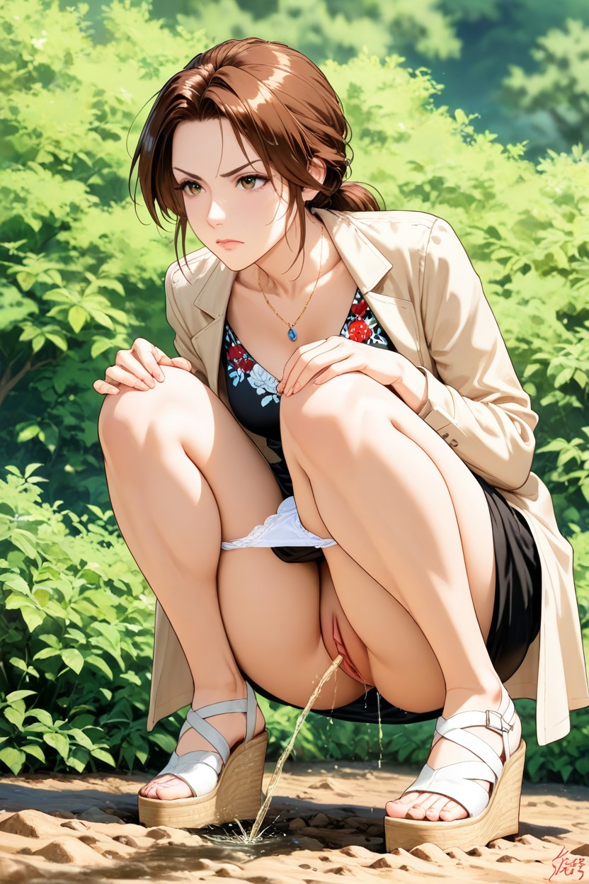 Pencil Art Style, Brown Hair, Dutch-angle View Hentai AI Porn