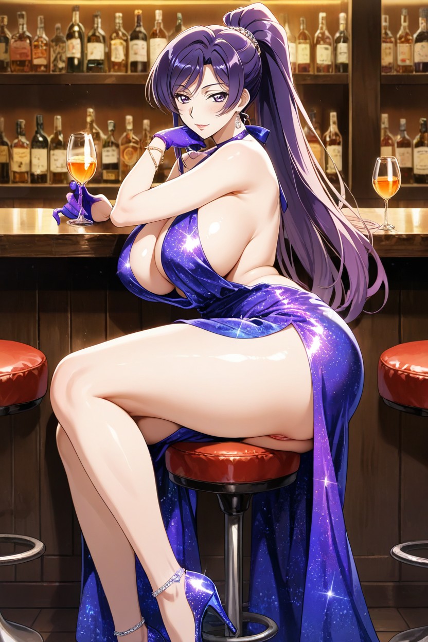 Very Provocative And Seductive Pose, Drinking Glass, Bangs Hentai AI Porn