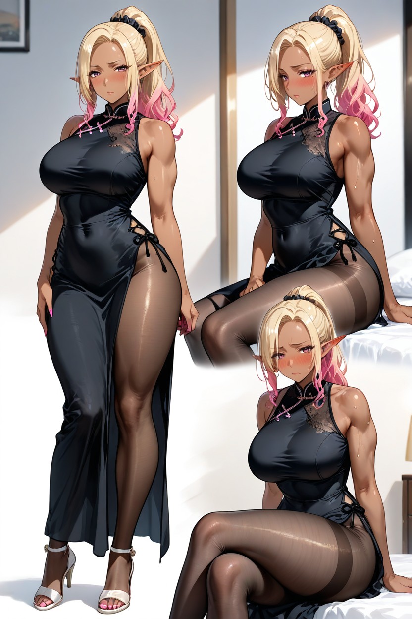Mole Under Eye, Side View, Sitting Cross-legged Hentai AI Porn