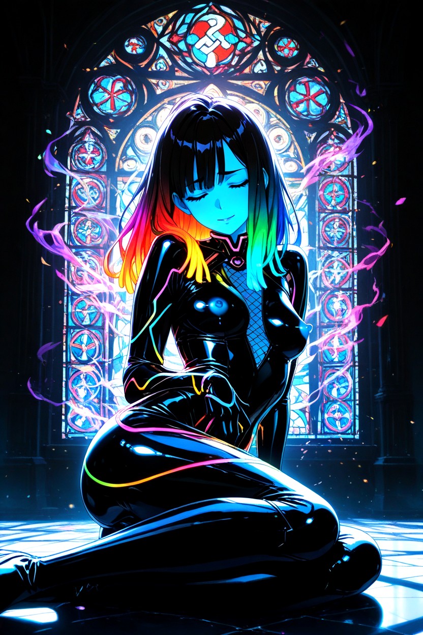 Girl, Fragmented Geometry, Arm Draped Across Waist Hentai AI Porn
