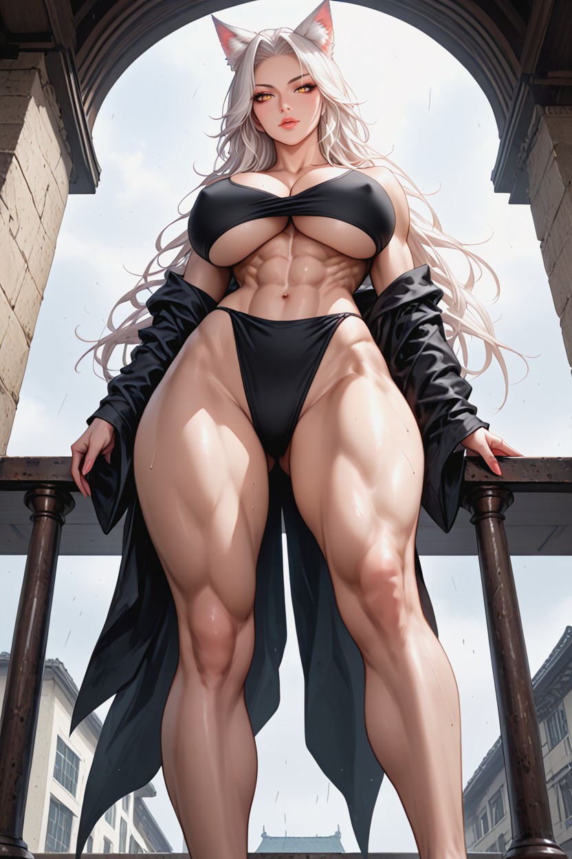 Bare Torso, Detailed Thighs And Muscles, Massive Giant Breasts Hentai IA