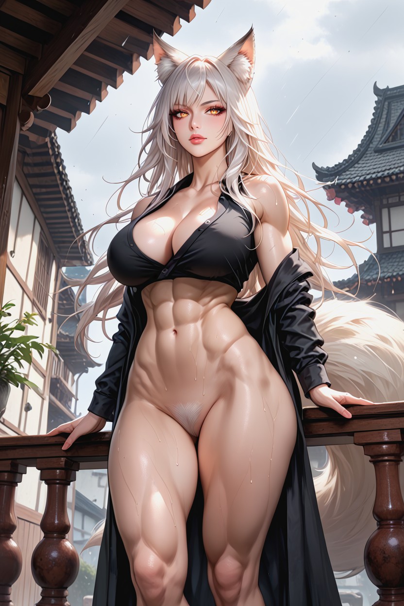 White Hair, Bare Neck, Thight Abs Hentai AI Porn