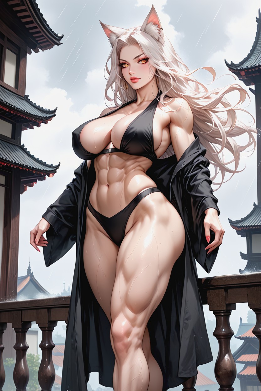 Tails Fox Woman, Visible Feet, Strong Arms And Thighs Hentai AI Porn