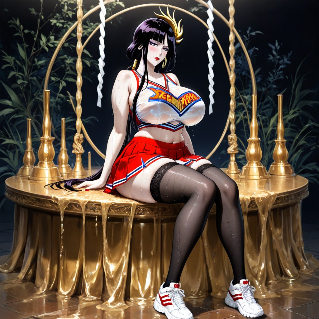 Blush, Sidelocks, Red Lipstick Hentai AI Porn