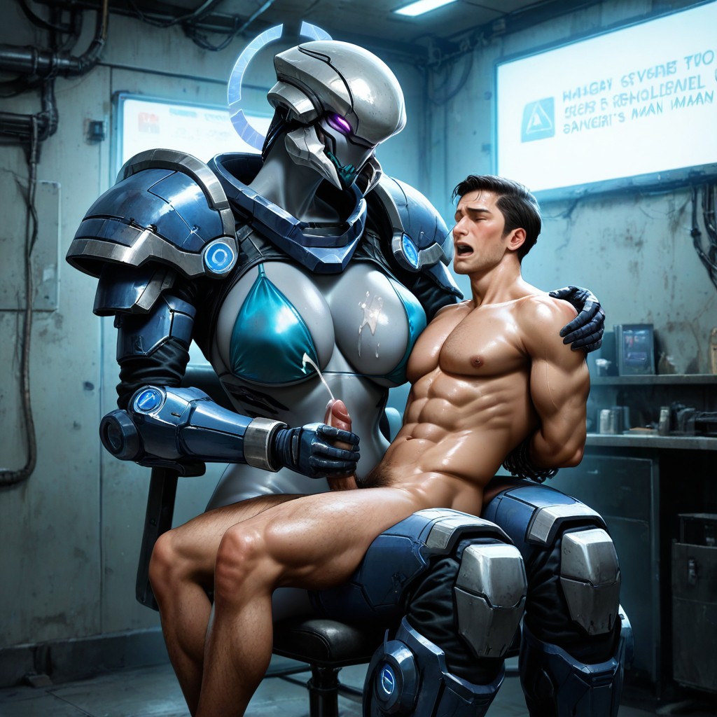 Her Other Hand Grabbing His Cock, Femdom, Rich Textures Hentai AI Porn