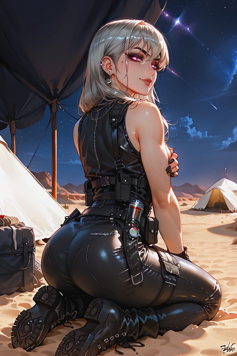 Detailed Face, Black Boots, Desert Hentai AI Porn