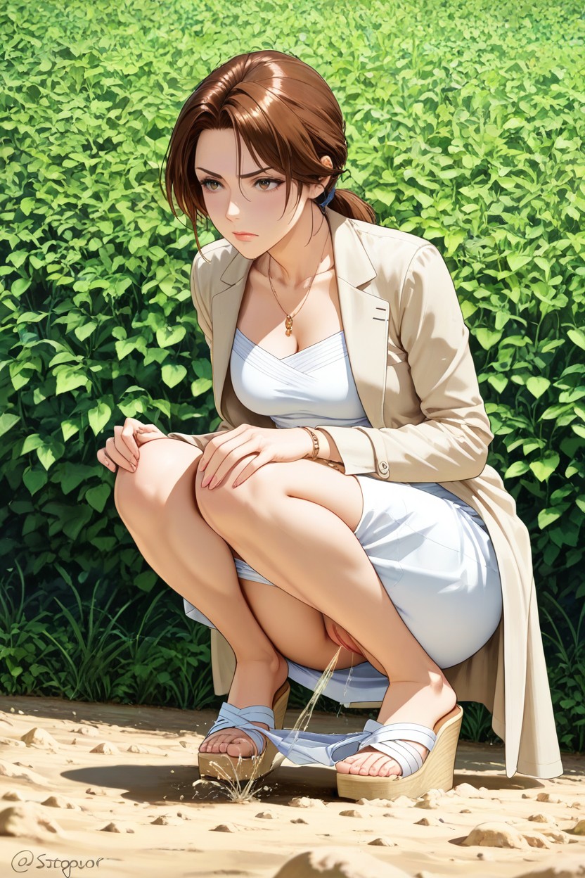 Soft Shadows, Wedge Sandals, Embraced Her Knees Hentai IA