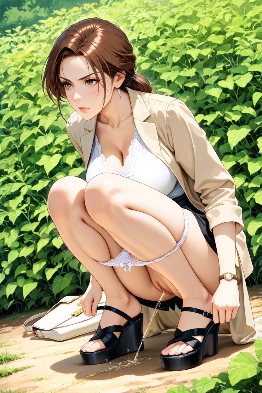 Pencil Art Style, Serious Face, Light Outlines Body Shapes Hentai IA