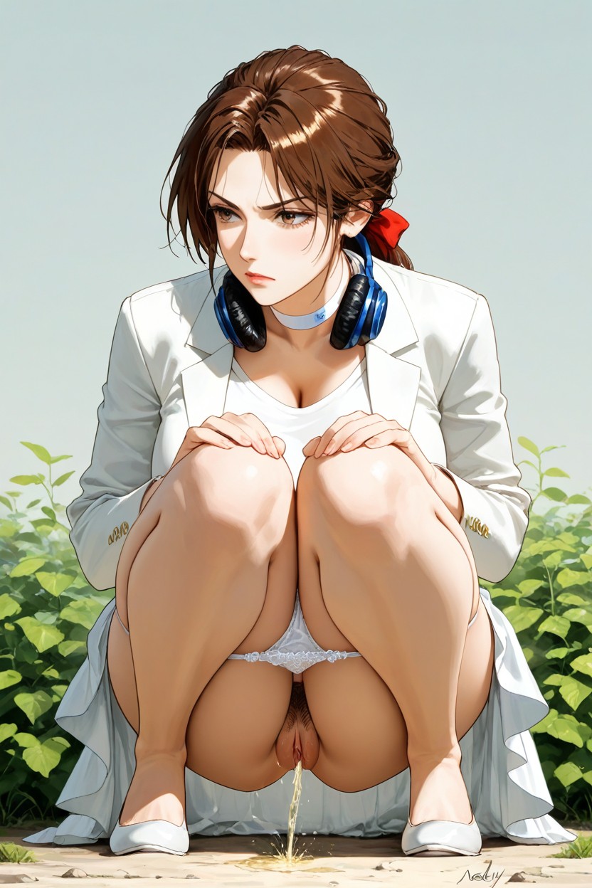 Thighs, Plaited Skirt, Hand On Knees Crossed Hentai AI Porn