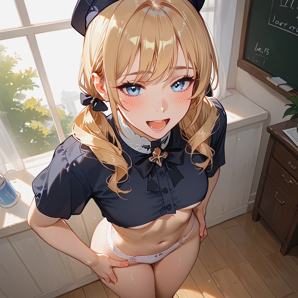 Legs Pressed Together, Super-ultra-detailed, Stretching To Cover Panties Sexy Hentai AI Porn