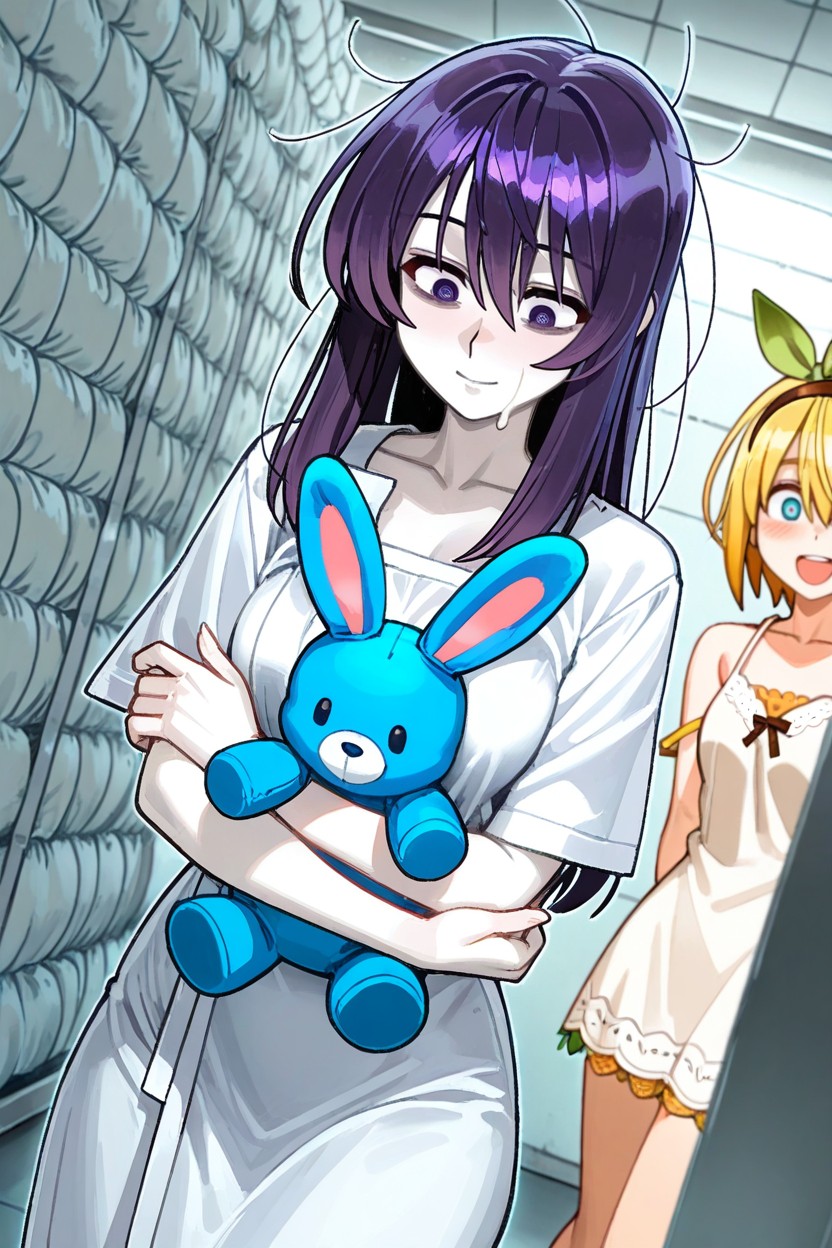 Dot Pupils, Blue Rabbit Stuffed, 1 Person Hentai AI Porn