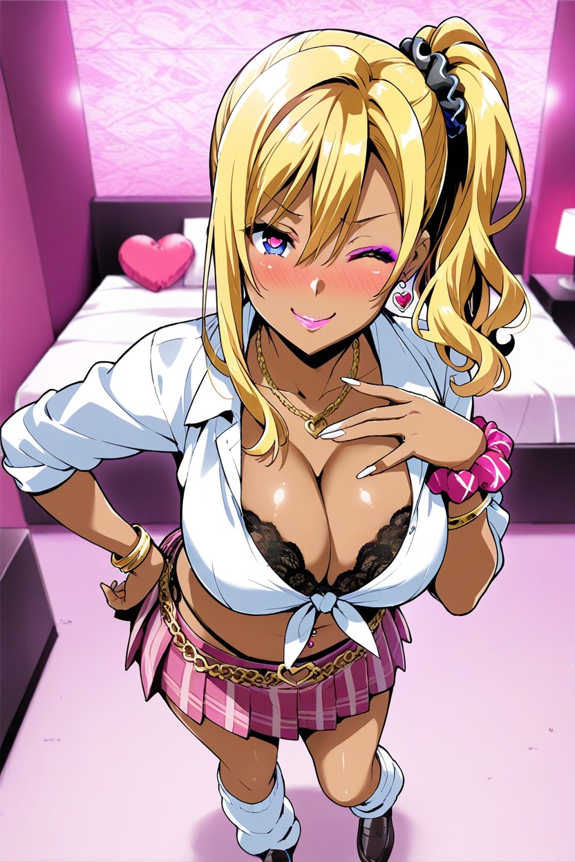 Pink Hotel Room, Wrist Scrunchie, Loose Socks Loafers Hentai AI Porn