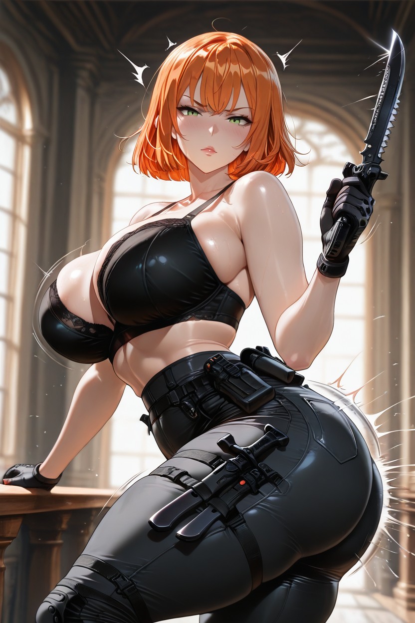 Foreshortening, Arm Extended In Front With One Knive, Facing Viewer Hentai AI Porn