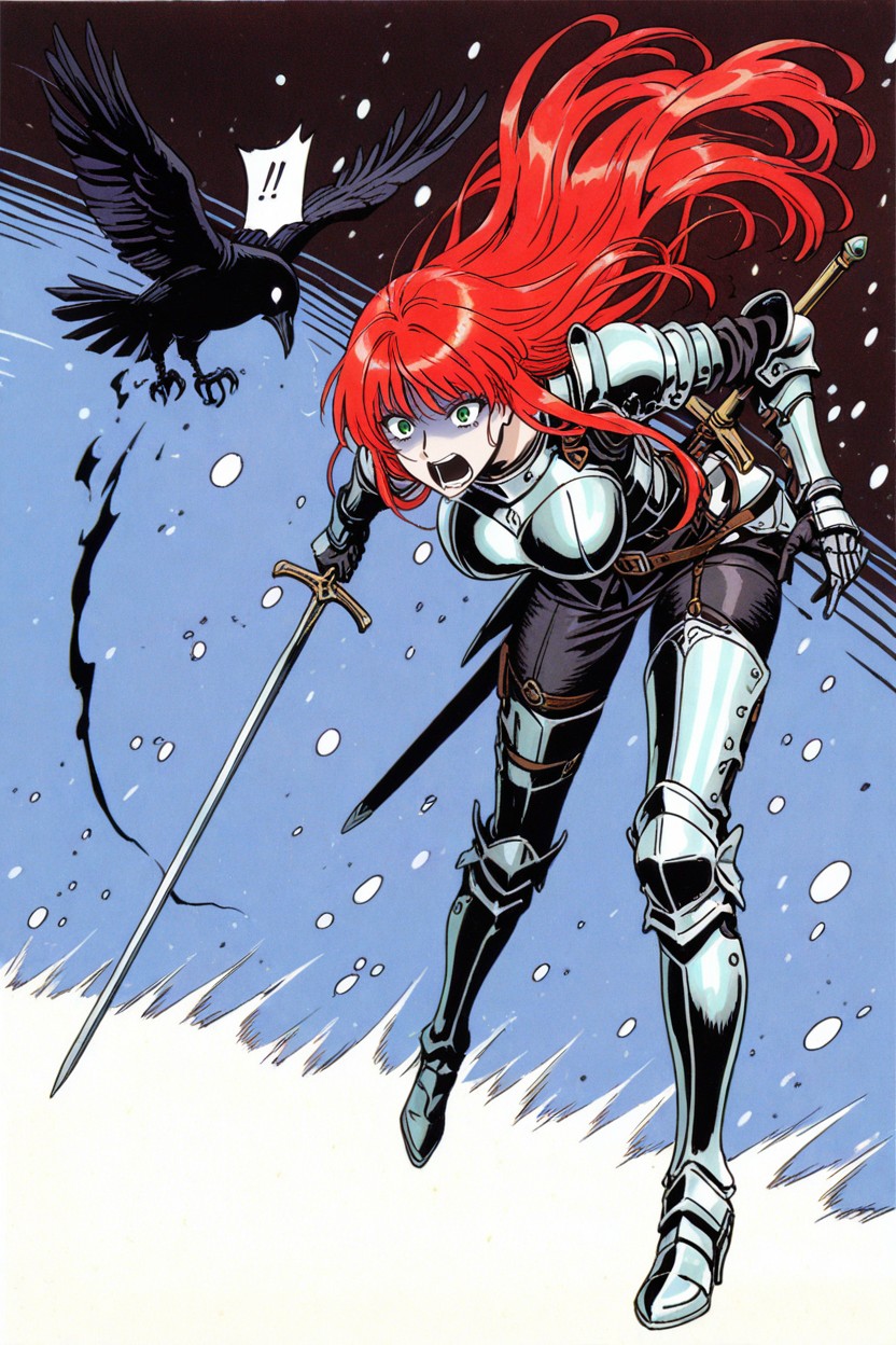 Dynamic Speed Lines, Long Red Hair, Character Gasping In Shock Hentai IA