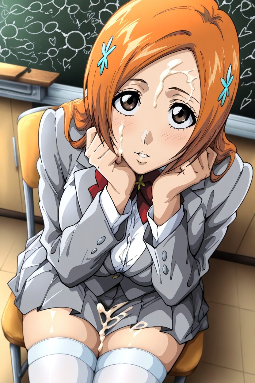 Classroom, Sperm In The Eyes, Sitting Down Hentai AI Porn