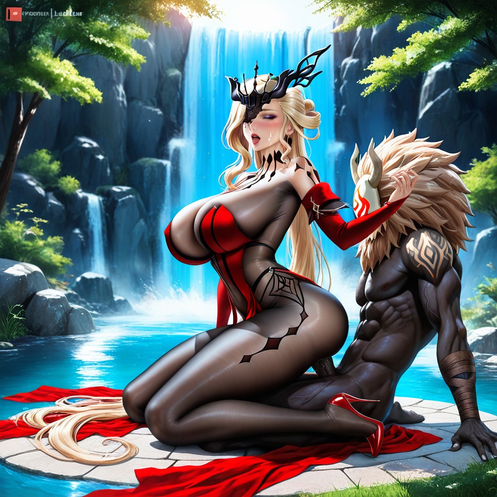 Bodystocking And Red Dress, 25+, Cute Hentai AI Porn