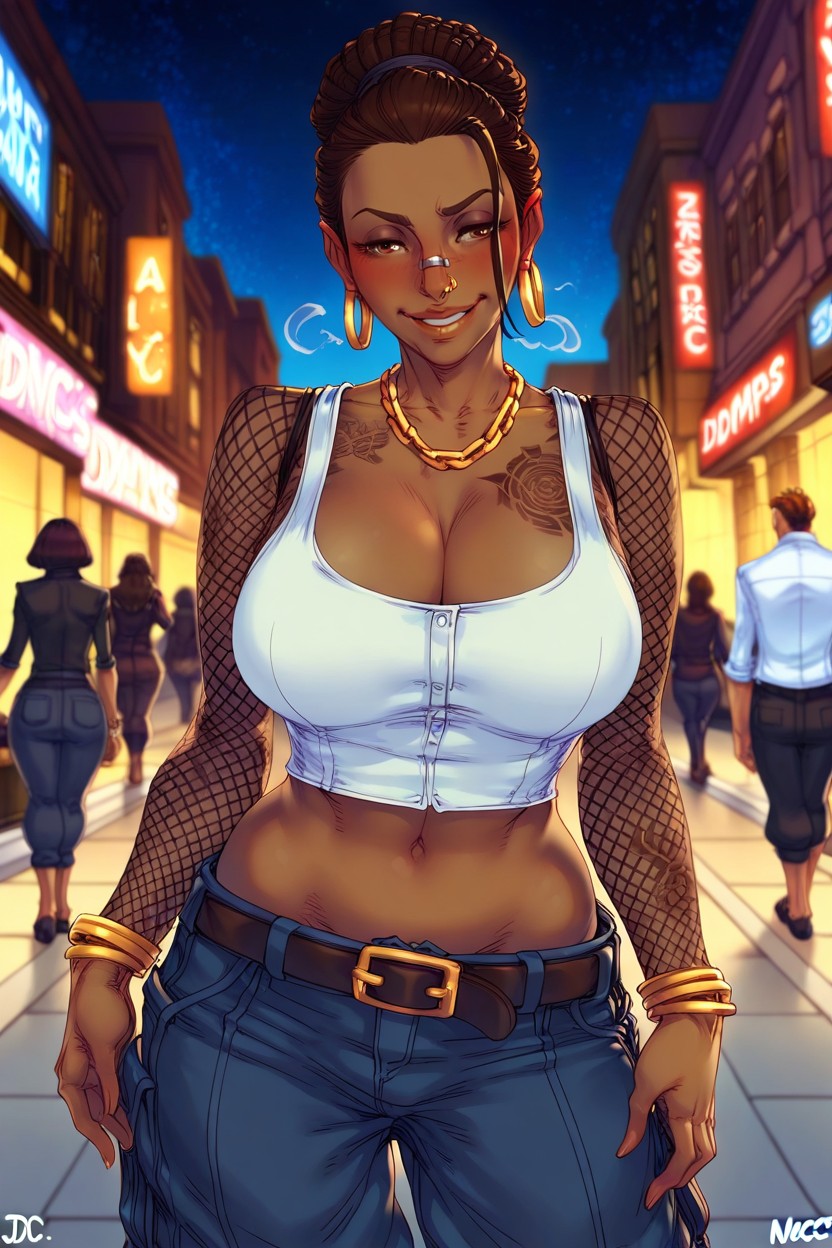 Bracelets, Fishnets, Twin Hair Buns Hentai AI Porn