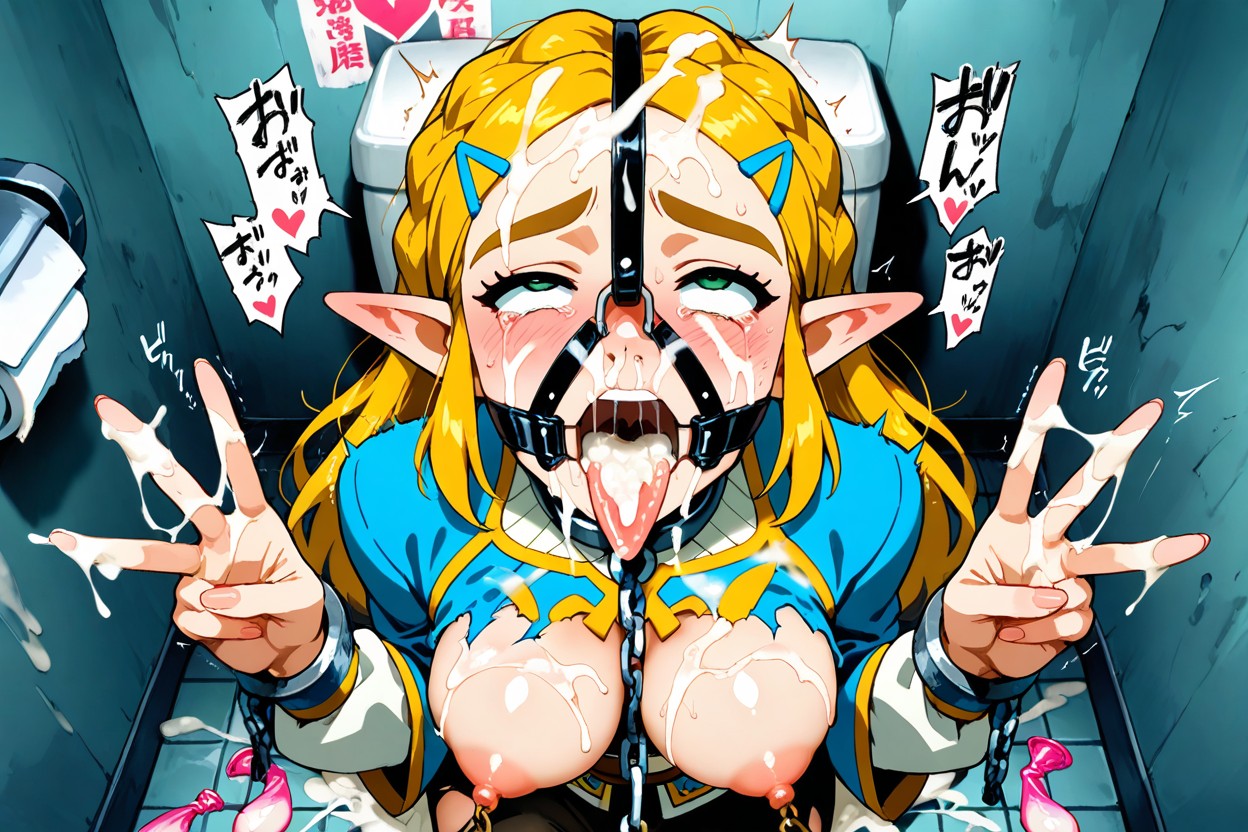 Extreme Open Eyes, Slightly Long Tongue, Princess Zelda From Breath Of The Wild Hentai AI Porn