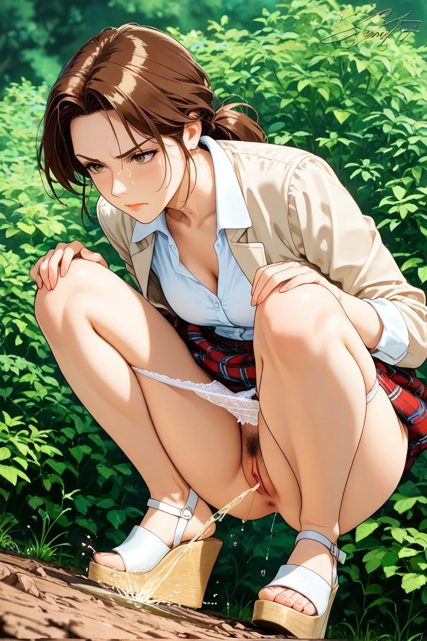 White Blouse, Dutch-angle View, Side View Hentai AI Porn
