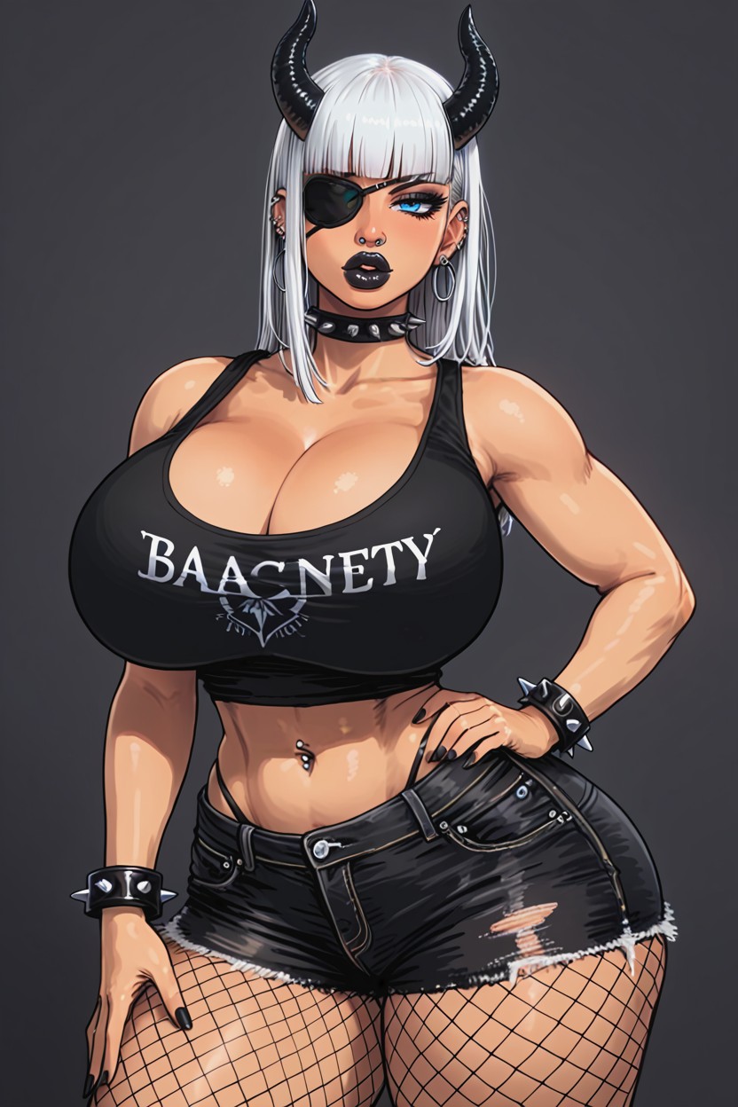 Black Lipstick, Nose Piercing, Model Hentai AI Porn