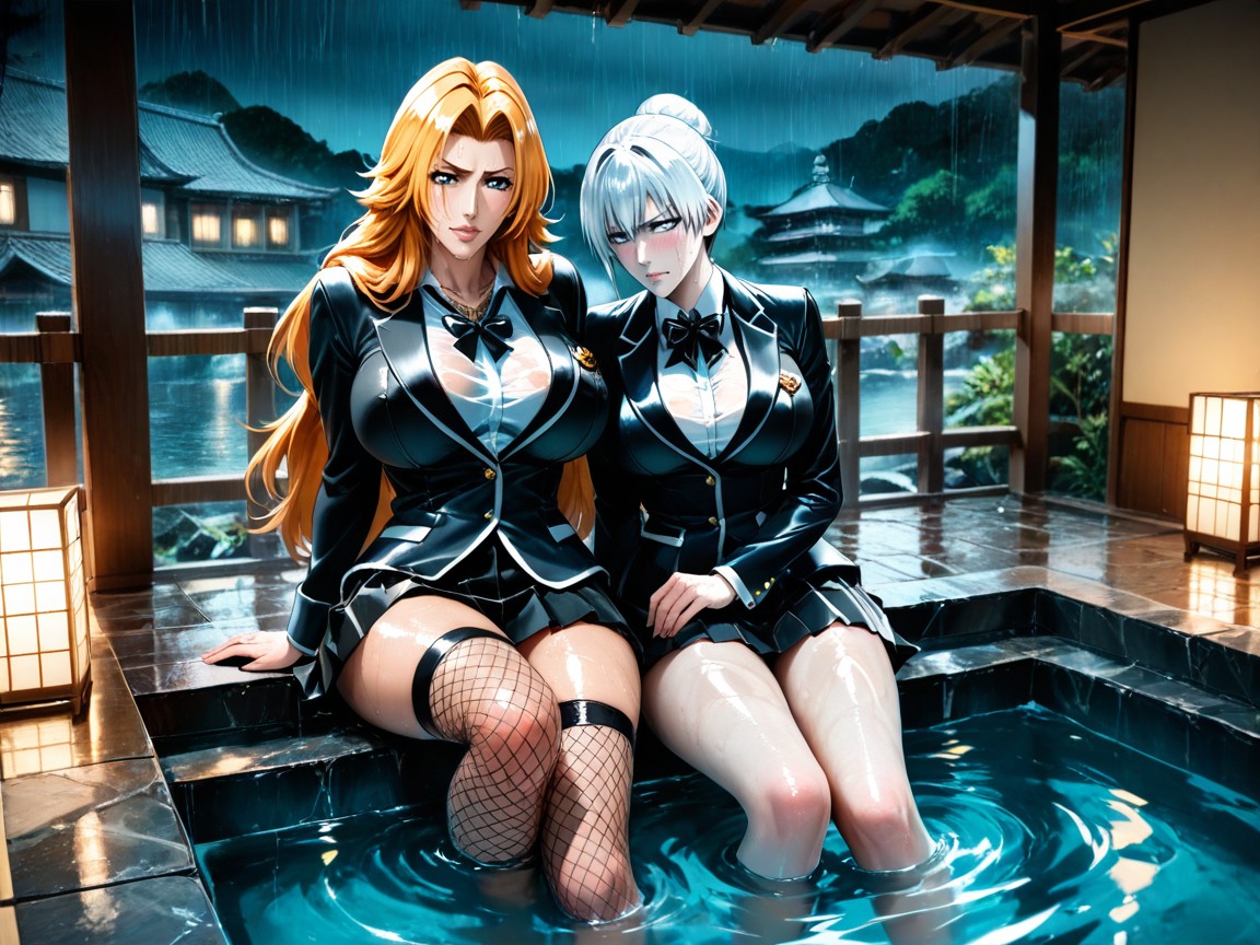 Wavy Orange Hair And Blue Eyes, Sharp Facial Features, Clean Linework Look Hentai AI Porn