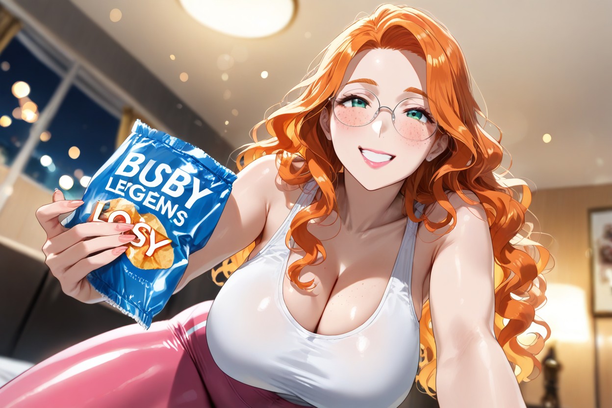 Round Glasses On Face, Dynamic Angle, Freckles On Face Hentai AI Porn