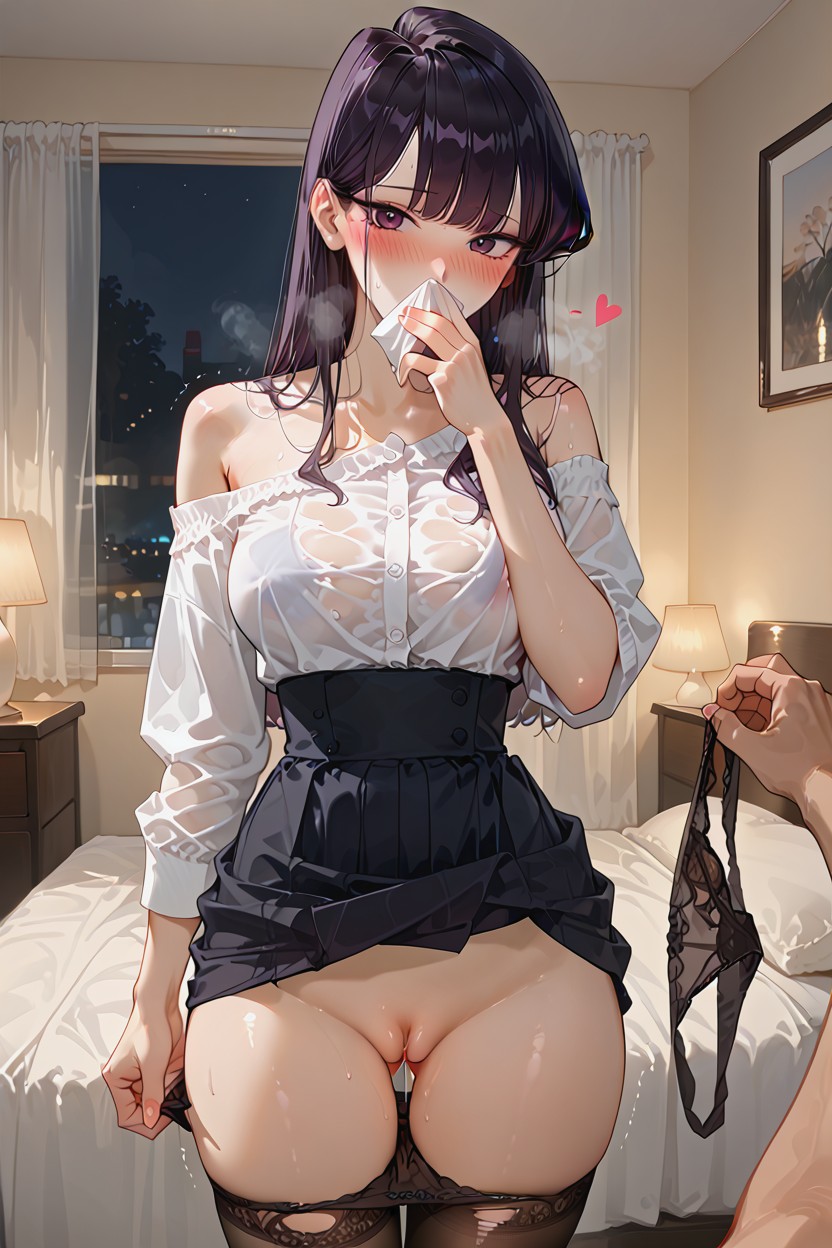 Strong Blush, Close Up, Komi Shouko Hentai AI Porn