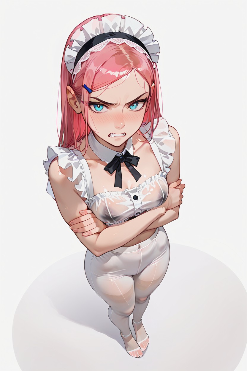 Serious, Blue Bright Eyes, Pechos Pequeños Hentai IA