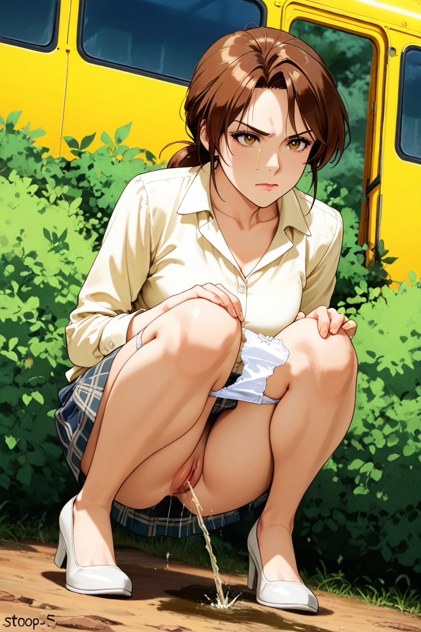 White Blouse, Knees Under Topping Hem, Lara Croft Teacher Hentai AI Porn