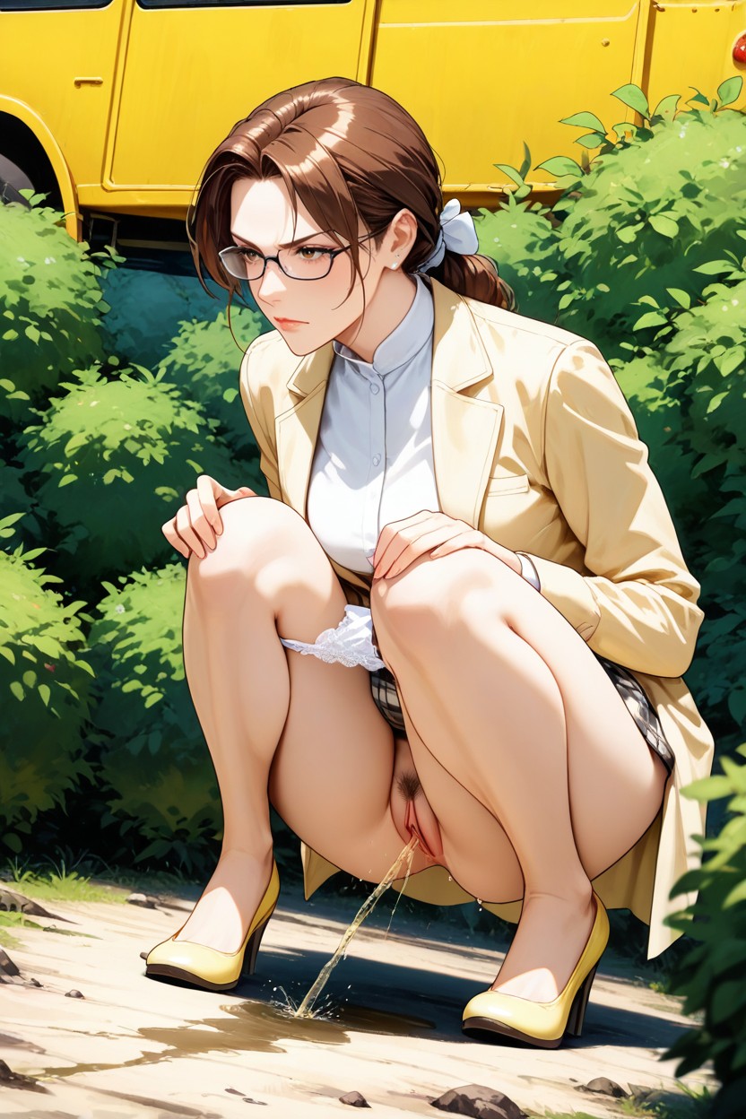 Light Outlines Body Shapes, Hem Hangs Between Knees, Soft Shadows Hentai AI Porn