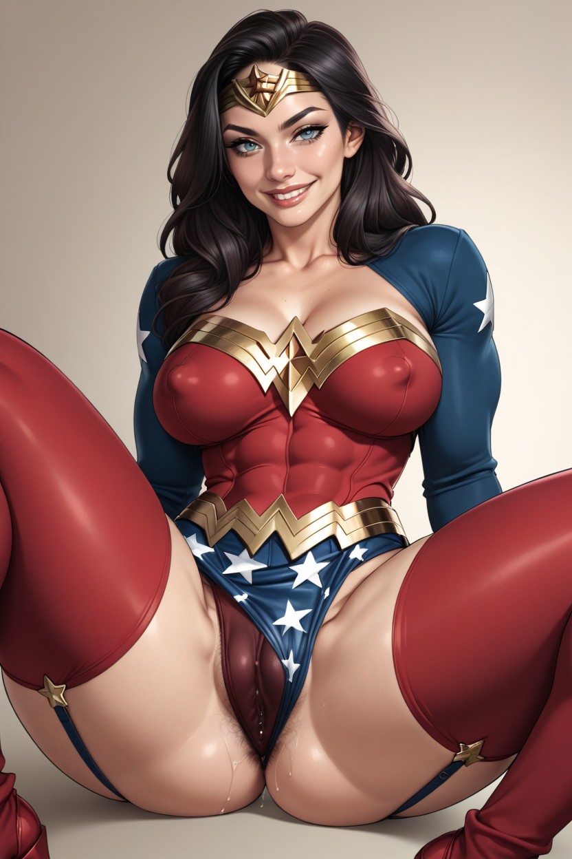 Sitting Down Legs Spread, Cameltoe, Muscular Hentai AI Porn