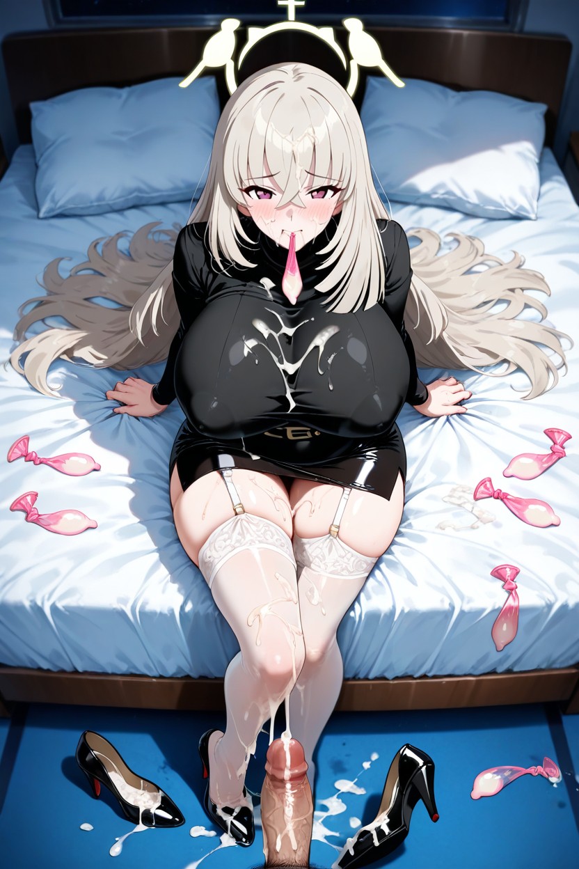 In Night Time Bed, Legs Crossed, Style Anime Hentai AI Porn