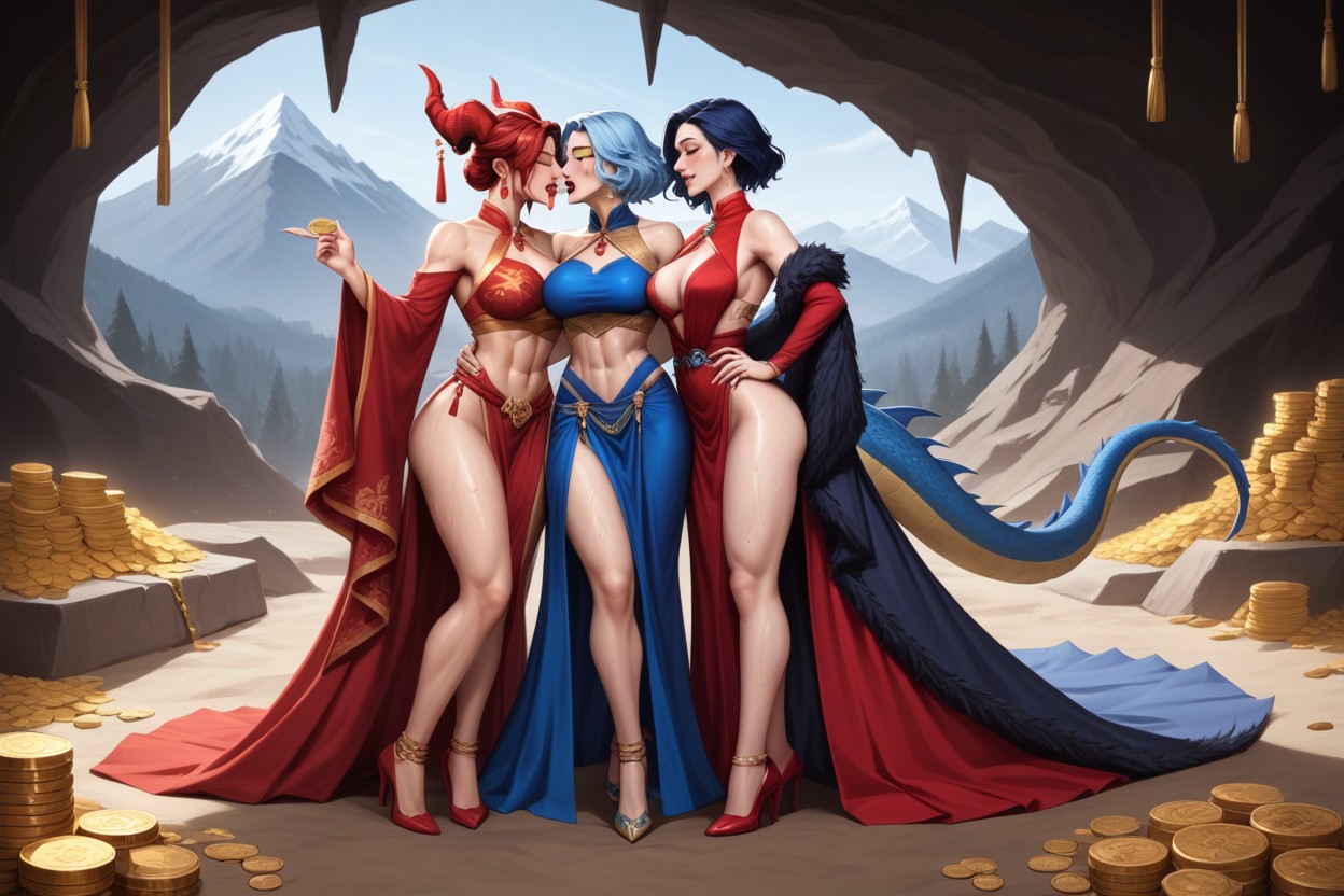 Dragon, Pussy Liquid On Legs And Ground, In Dragon Cave Hentai AI Porn